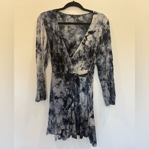 Elegant Tie-Dye Wrap Dress